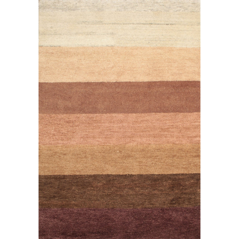Tapis de zone crème/brun contemporain, Rectangle 7 pi x 10 pi