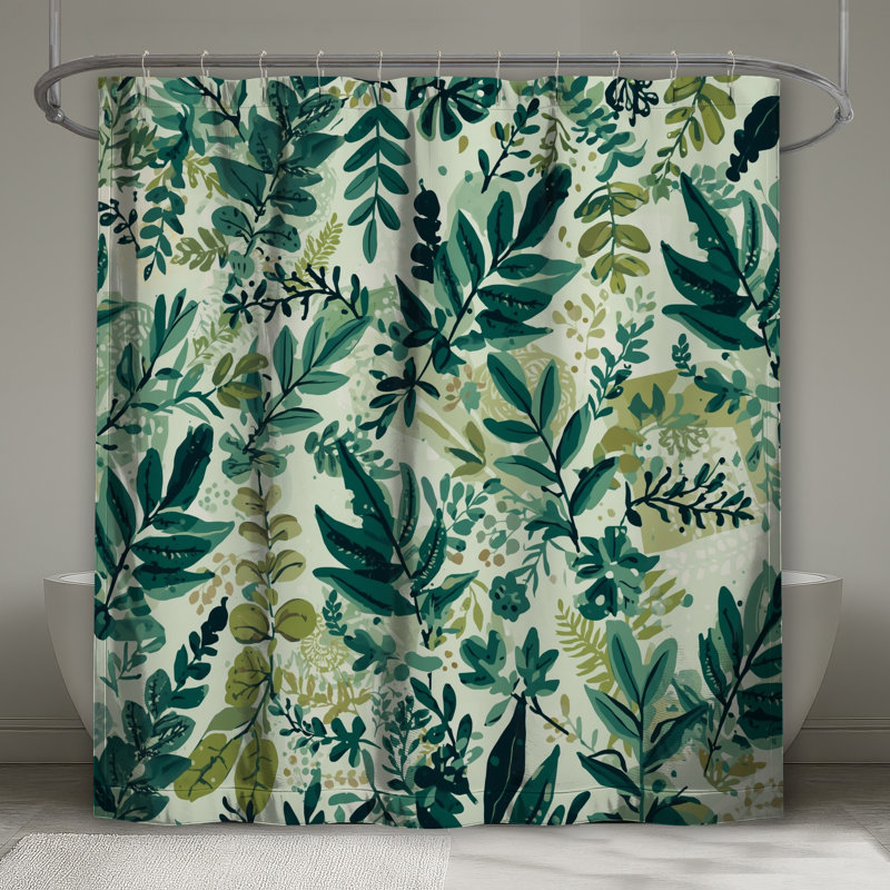 Rideaux de douche à feuillage vert, 70in W x 84in H