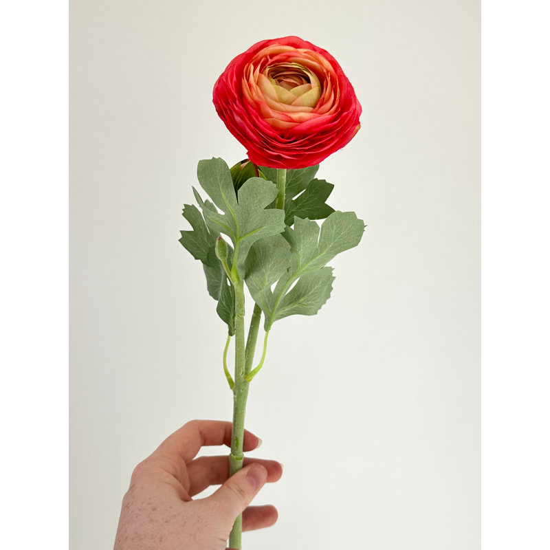 1 fleur artificielle de haute qualité Ranunculus, Rose / Jaune