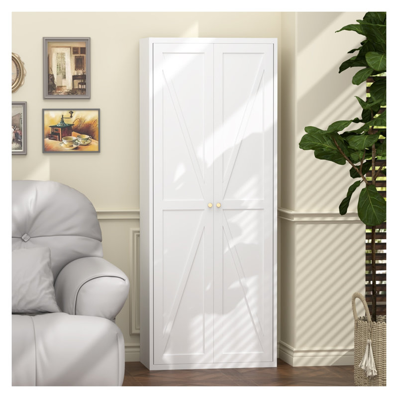 Armoire de rangement en métal blanc avec étagères réglables, armoire de rangement en acier de 180 cm de haut pour la cuisine, le bureau et le salon