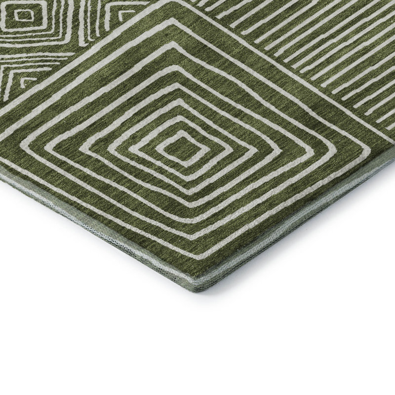 Tapis géométrique Corry AMF1044 lavable à la machine de qualité supérieure, Rectangle 10 pi x 14 pi
