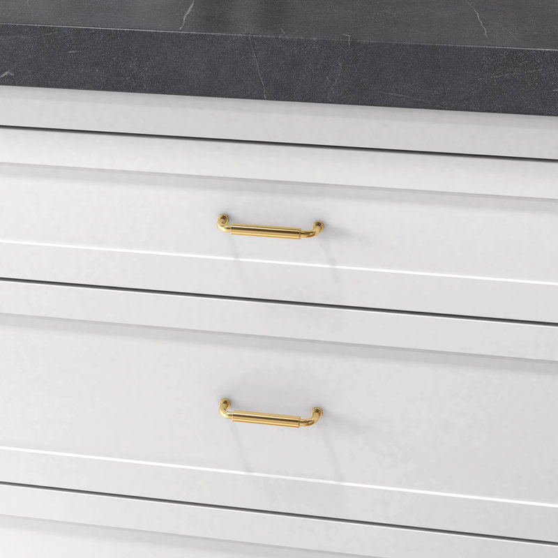 4400 Hollywood Hills Pull, 4" CTC, Non-lacquered Brass