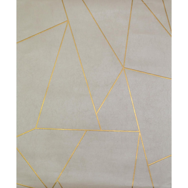 Antonina Vella Modern Metals Geometric Metallic Wallpaper Double Roll, Pearl/Gold