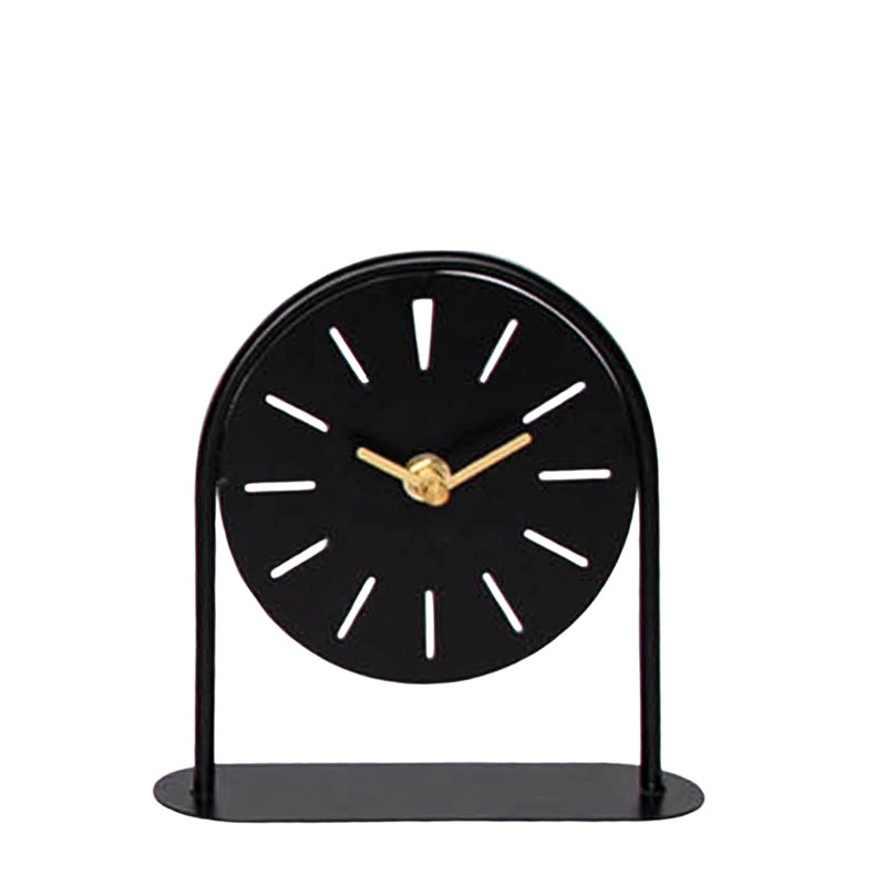 Analog Iron Mechanical Tabletop Clock, Black
