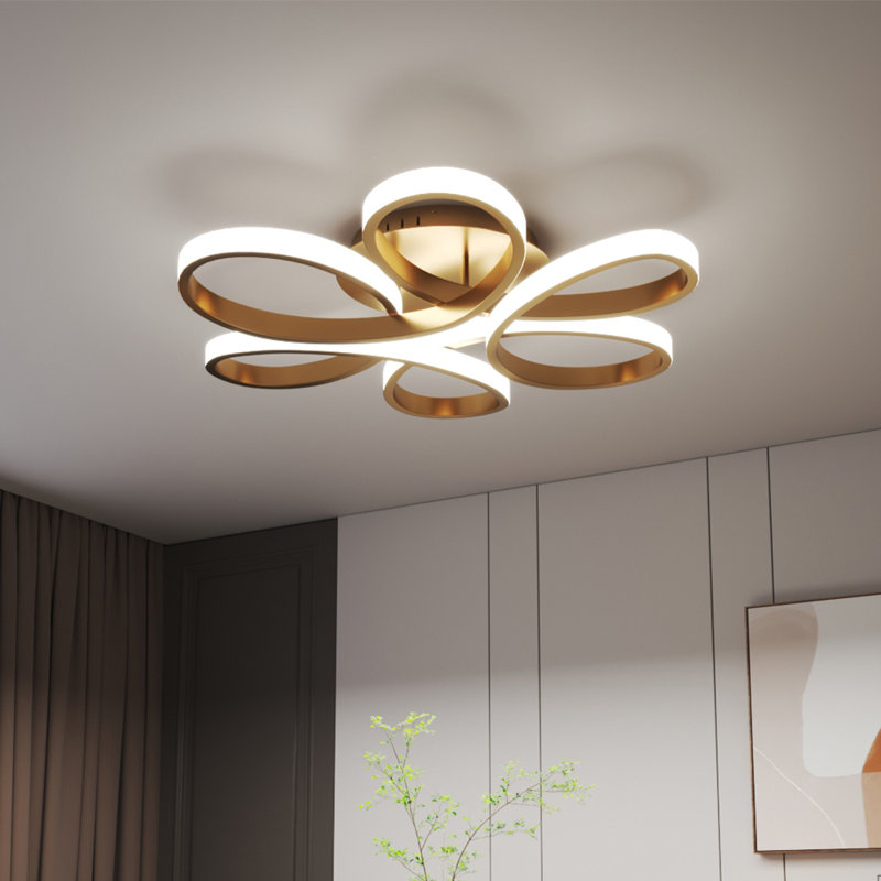 Innsbrook Modern Acrylic Light-adjusted Petal Ceiling Light 1-Light Semi Flush Mount Light, Gold (Dimmable)