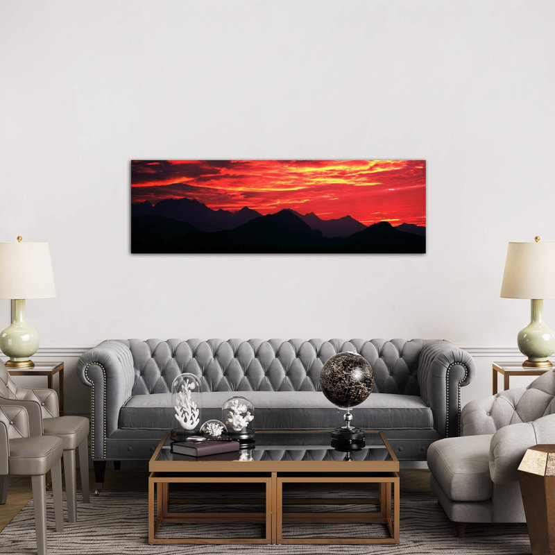 Sundown Austrian Mts South Bavaria Germany - Wrapped Canvas Panoramic Print, 121.92 cm H x 40.64 cm W x 1.91 cm D