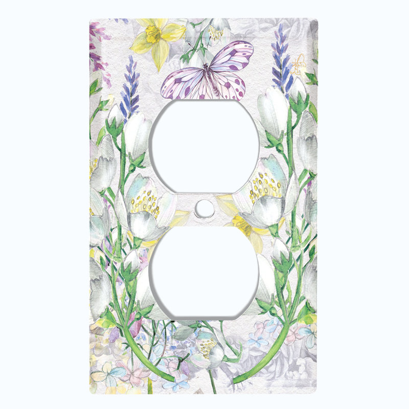 Plaque murale à prises blanches 1 papillon White Lily
