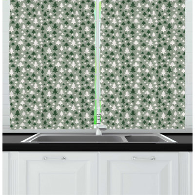 White/Green Kitchen Curtain