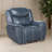 Eleni Manual Recliner Chair, Blue Faux Leather, Cushions, Stitching Detail