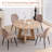 5 Pieces Round Dining Table Set for 4, 47" Wood Kitchen Table with 4 Beige Upholstered Boucle Chairs-657348984-700289890