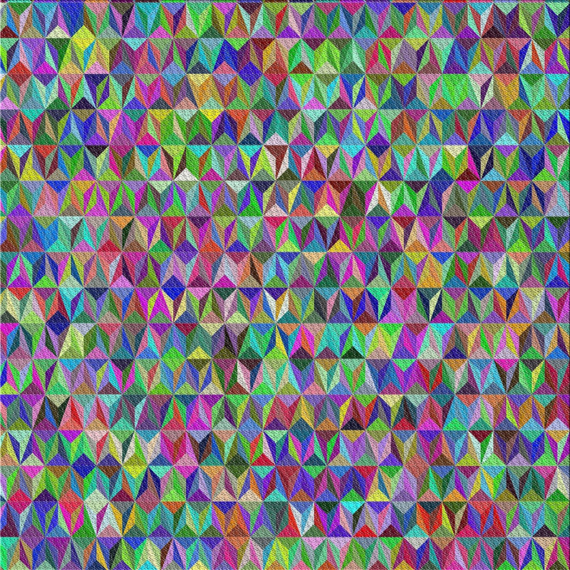 Tapis rouge/vert/rose à motifs, Carré 5 pi