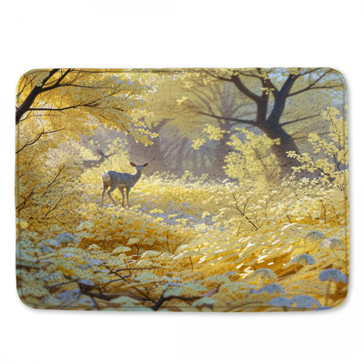 Tapis de bain cerf dans la forêt jaune