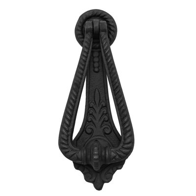 Sakega Black Cast Iron Georgian Twist Door Knocker Rust Resistant Heavy Duty Metal Front Door/Gate Knocker