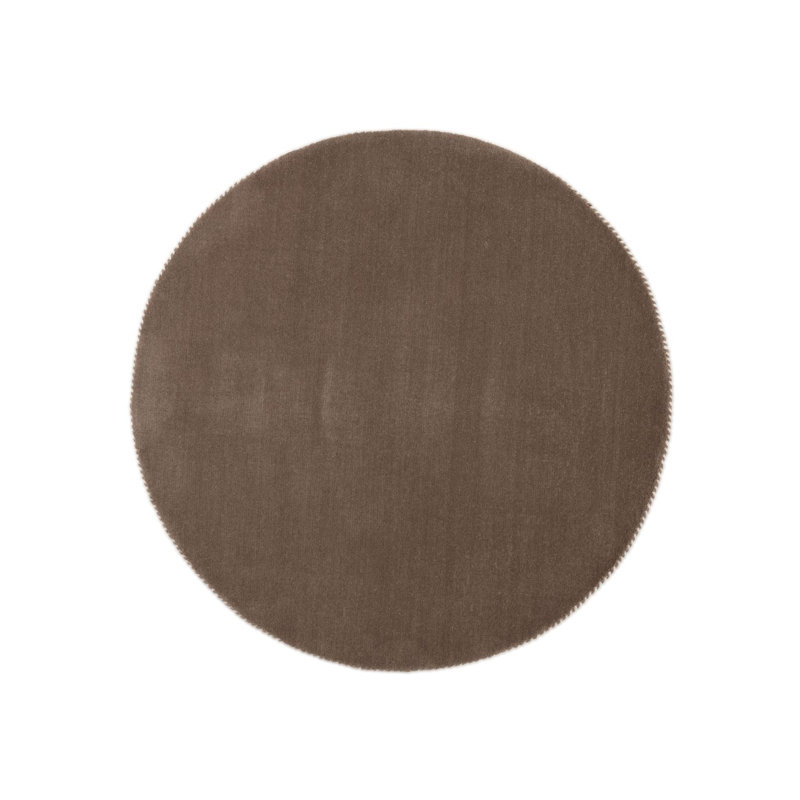 Solid Colour Wool Hand Woven Area Rug, Taupe, Round 200cm