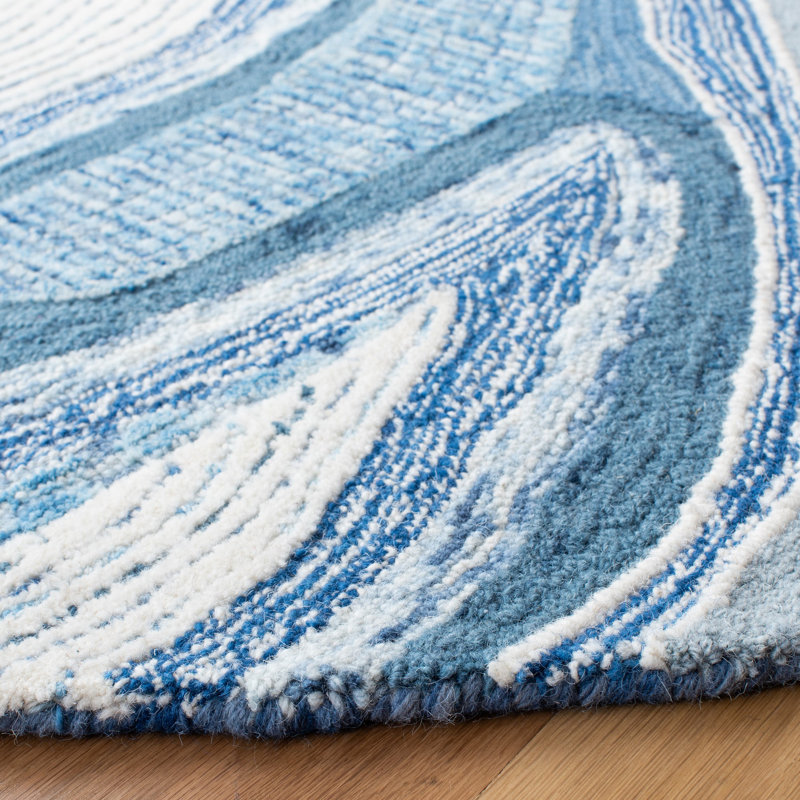 Albrian Hand Tufted Wool And Cotton With Latex Abstract Rug, Square 6'