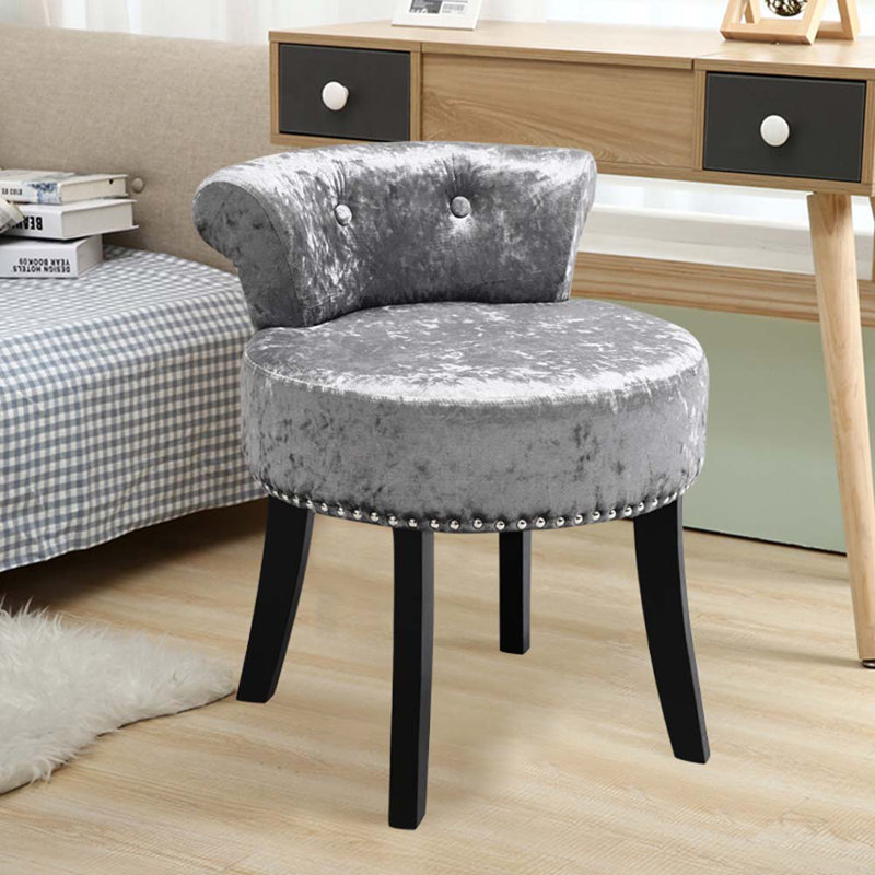 Page Solid Wood Accent Stool, Light Grey