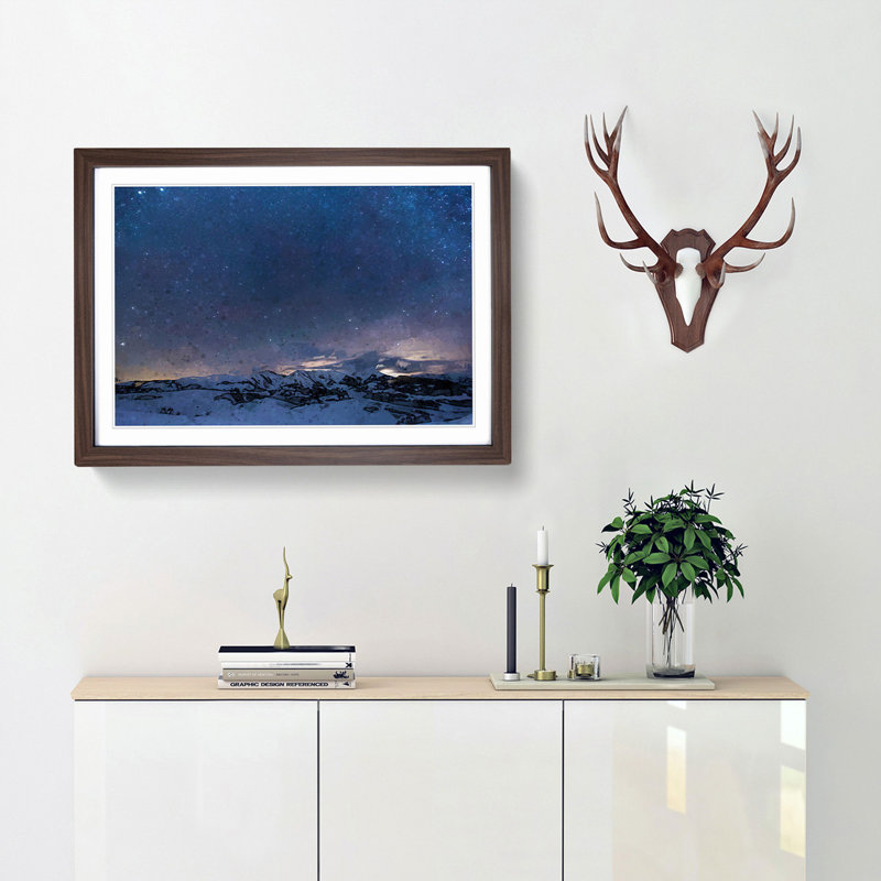 Star-Sprinkled Mountains - Picture Frame Graphic Art Print, Walnut Framed, 62cm H x 87cm W x 2cm D
