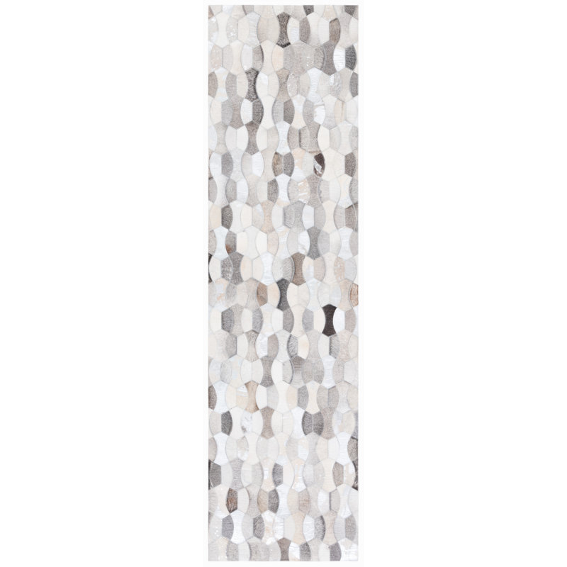 Belday Machine Woven Cowhide Area Rug, Runner 2'3" x 9'