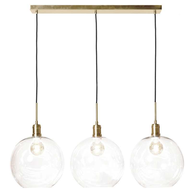 Luminaire suspendu pour îlot de cuisine 3 lumières Hollingshead, Laiton poli