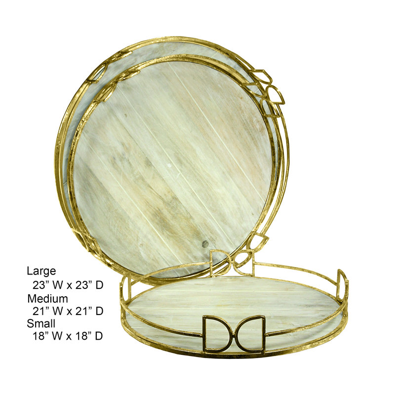 Hispaniola Tray, White Washed/Gold