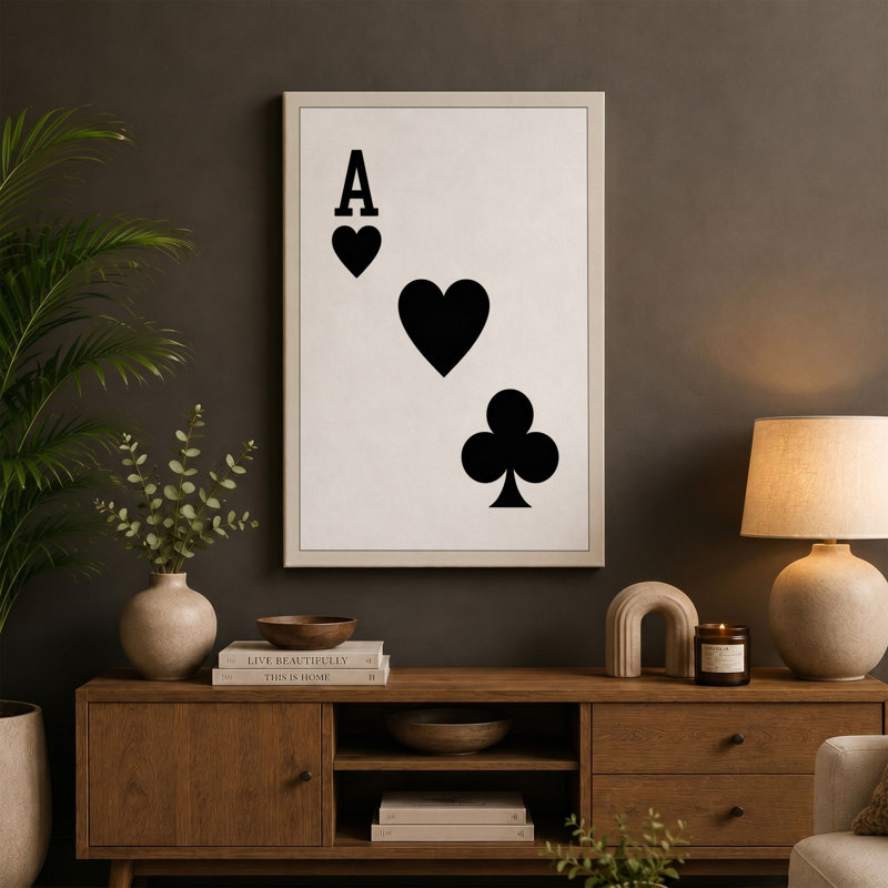 Ace and Hearts Geometric - Wrapped Canvas, White Border, 30x20 - 76.2 x 50.8 cm