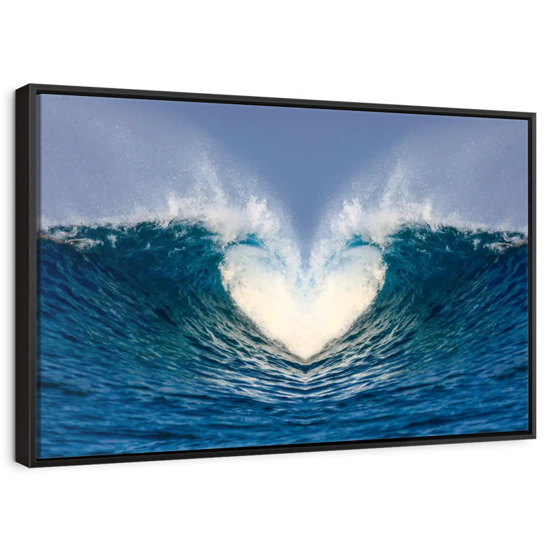 Vague de cœur océanique, Cadre flottant noir, 31 po x 21 po