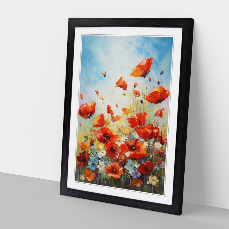 Poppy Field Action - Framed Print, Black Framed, 34cm H x 25cm W x 2cm D