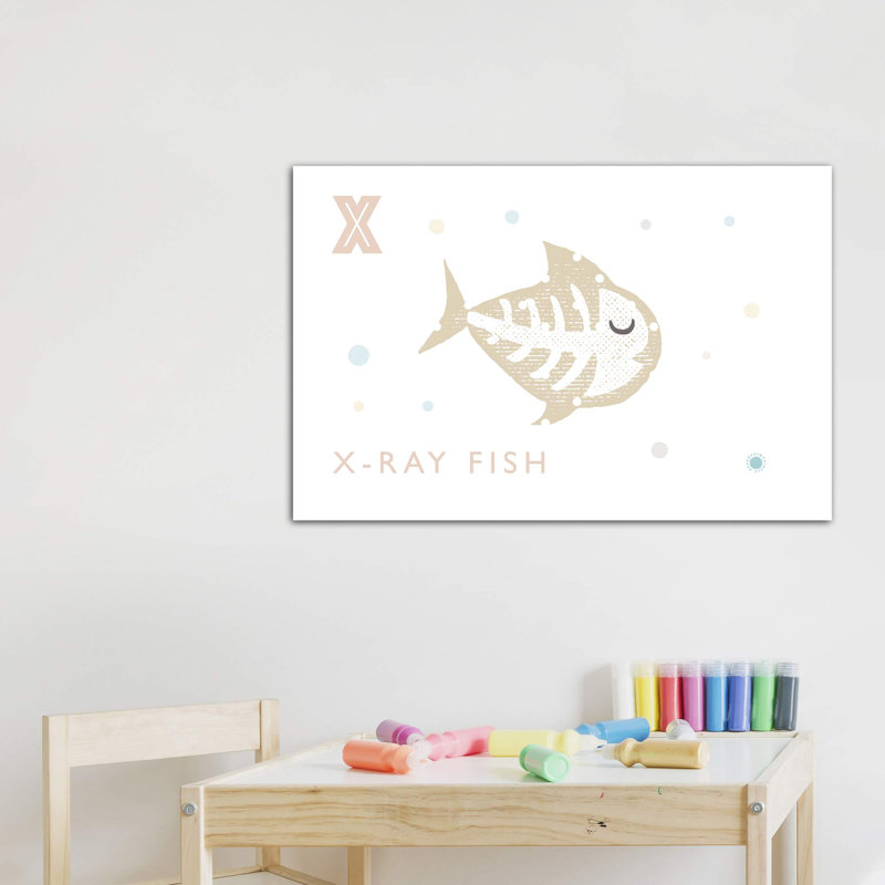 Xray Fish - imprimé, H 26 po x l 40 po x 1,5 po, Toile tendue, Pas de tapis