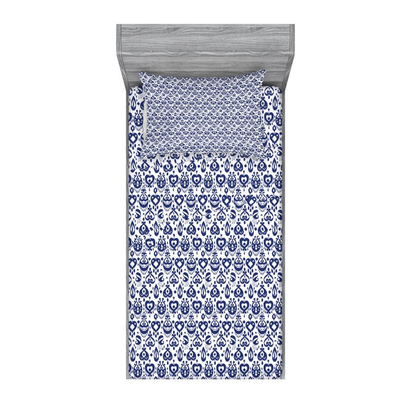 Microfiber Ikat Sheet Set, Twin Sheet Set with Fitted Sheet