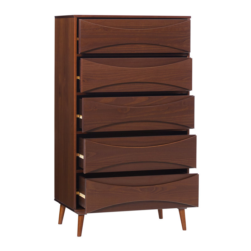 Commode 5 tiroirs Emrick, Noyer