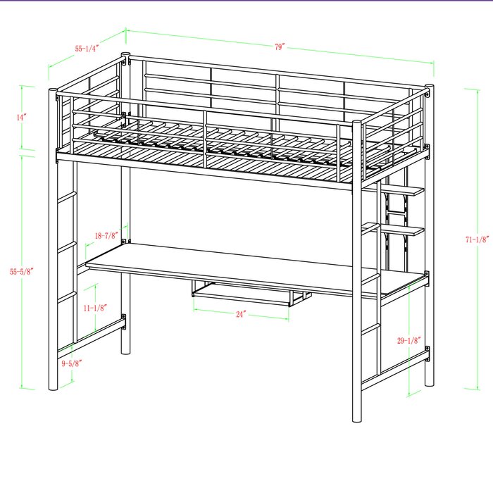 Isabelle & Max™ Elita Kids Full Loft Bed & Reviews | Wayfair