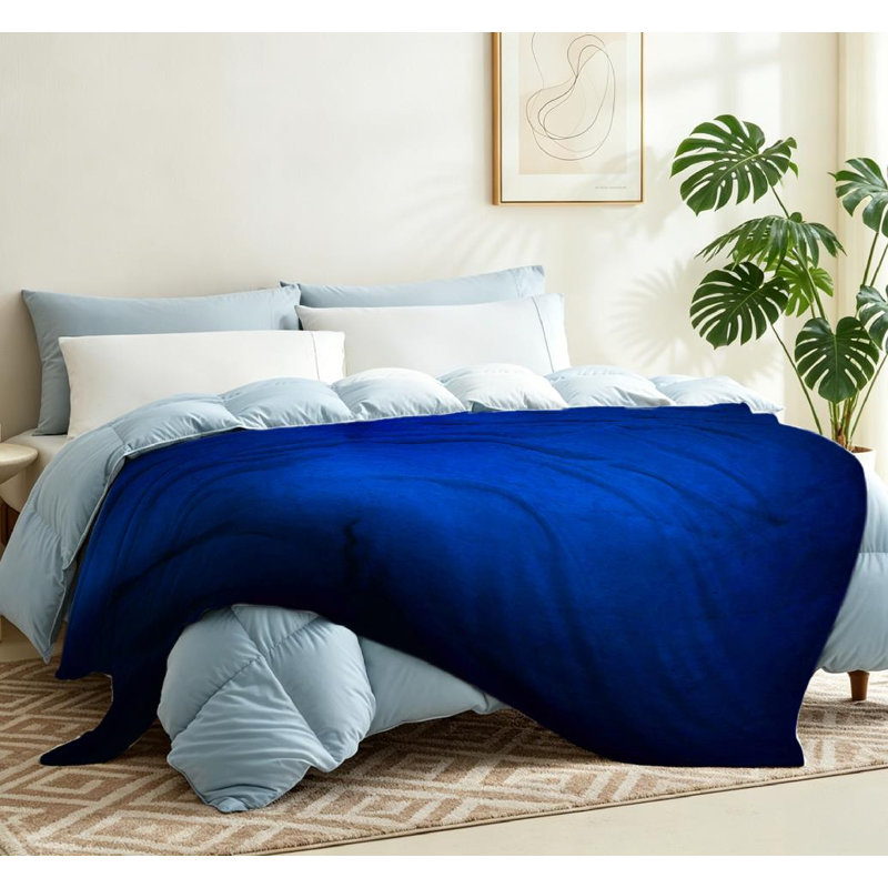 Jeté en molleton bleu flanelle ultra doux, imprimé abstrait mauve foncé vert, Throw 50" x 60"