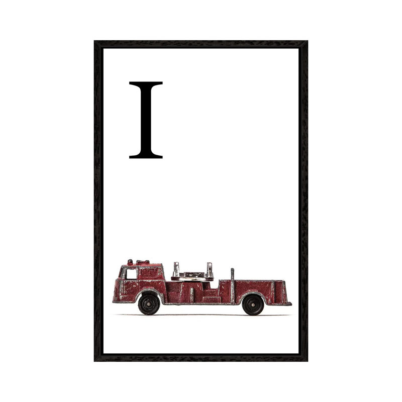 I Fire Engine Letter - Print on Canvas, 66.04 cm H x 45.72 cm W, Black Framed