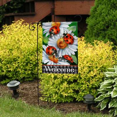 Drapeau de jardin coccinelles et marguerites