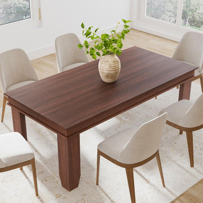 Dining Table for 6-8 People, 70.87" Long Wooden Kitchen Table with Sturdy Frame & Rustic Brown Finish