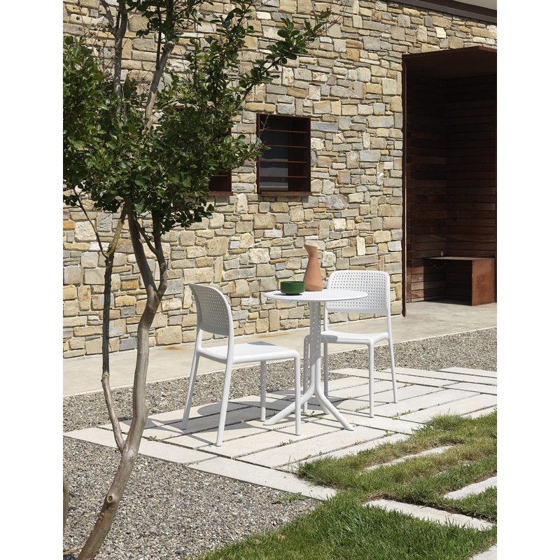 Stackable Outdoor Patio Dining Side Chair with Cushion, Tortora