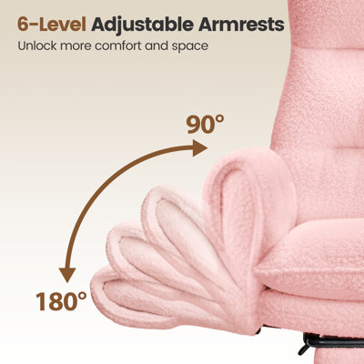 Big and Tall Teddy Office Chair, Flip Armrests for Pets & Cross Legged Sitting, Executive Ergonomic Computer Gaming Chair with Foot Rest