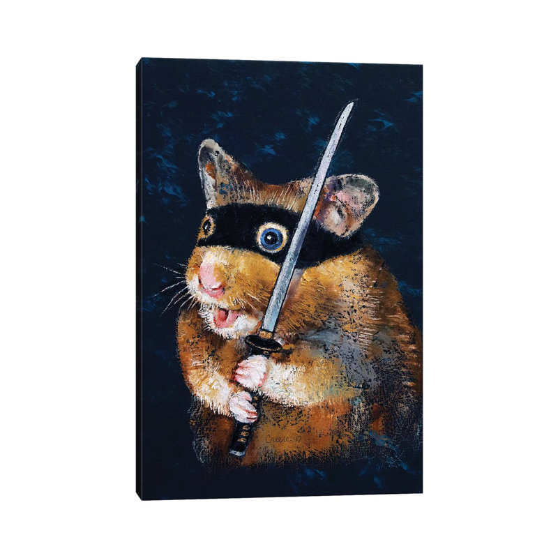 Ninja Hamster by Michael Creese - Wrapped Canvas Painting, 66.04 cm H x 45.72 cm W x 1.91 cm D
