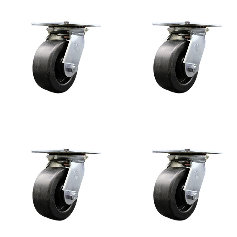 Ensemble de 4 roulettes robustes en polyolÃ©fine de 5 pouces avec roulements Ã  billes SCC