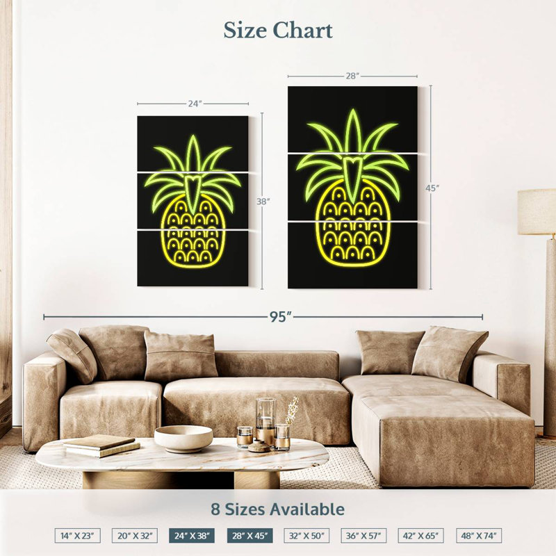 Yarlin Neon Pineapple, 38" H x 24" W