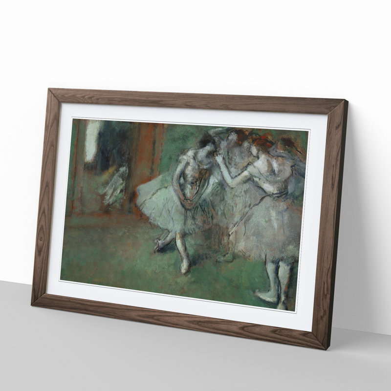 A Group of Ballet Ballerina Dancers by Edgar Degas - Picture Frame Painting, Walnut Framed, 48cm H x 65cm W x 2cm D