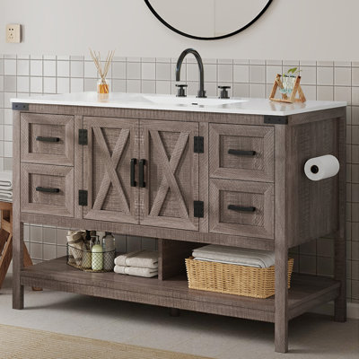 Chimira Farmhouse Single Bathroom Vanity with Storage