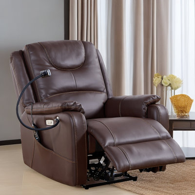 Fauteuil de massage chauffant en cuir véritable