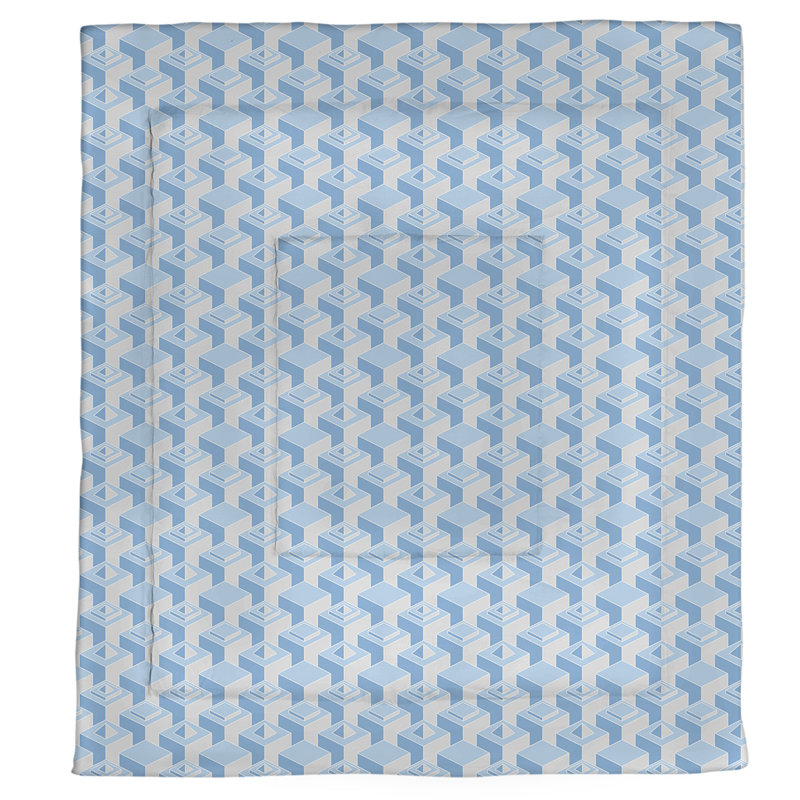 Édredon simple réversible en microfibre à motif de gratte-ciels à deux couleurs, Édredon pour lit simple