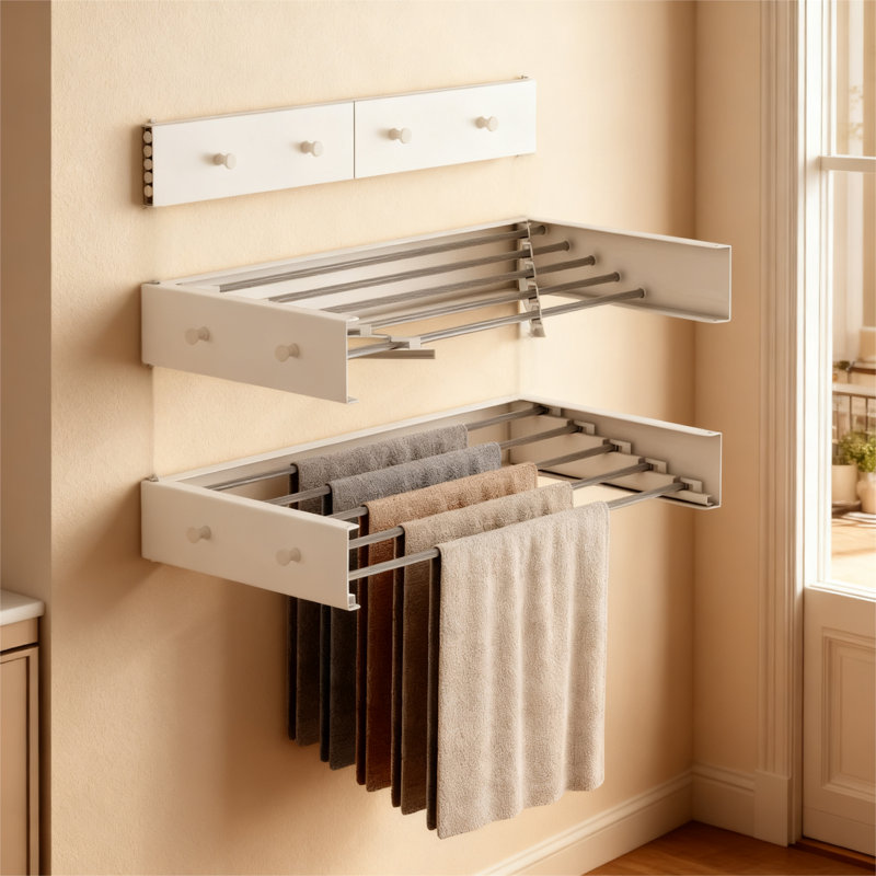 Collapsible Wall Mounted Drying Rack - Space-Saving For Laundry