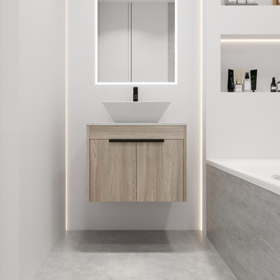 Modern Design Float Bathroom Vanity With Ceramic Basin Set, Wall Mounted White Vanity With Soft Close Door,KD-Packing,KD-Packing, Bathroom Vanity