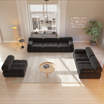 3-Piece Modular Velvet Living Room Sets
