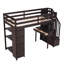Lit mezzanine simple en bois massif avec rangement intégré et tiroirs intégrés en brun riche