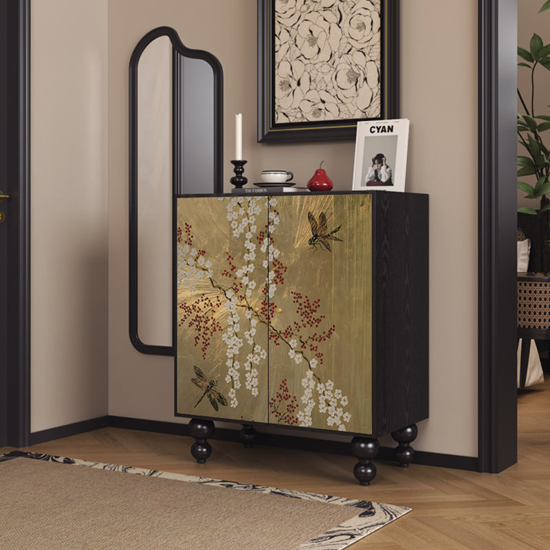Commode d'entrée en bois massif chinois, Noir