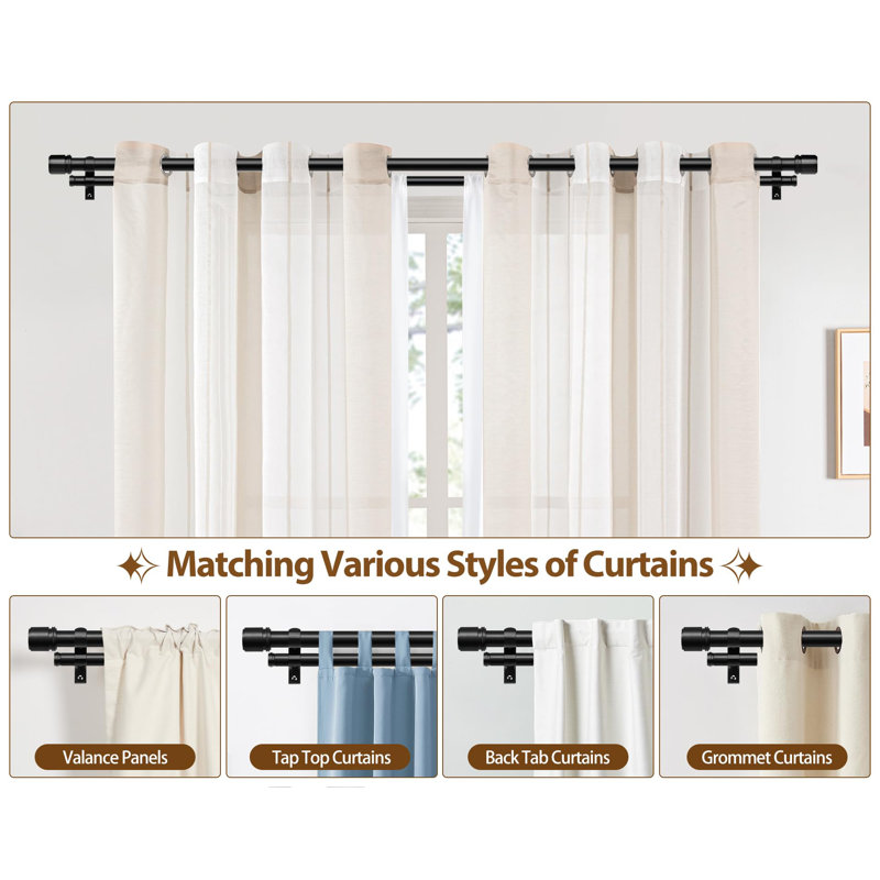 182cm Straight Shower Curtain Pole, Black
